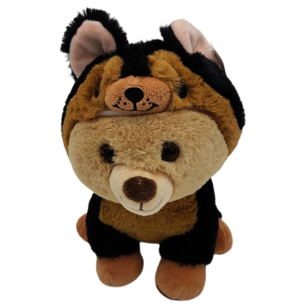 New With Tags Peek A Boo Cute Dog Plush Stuffed Animal Black & Brown
